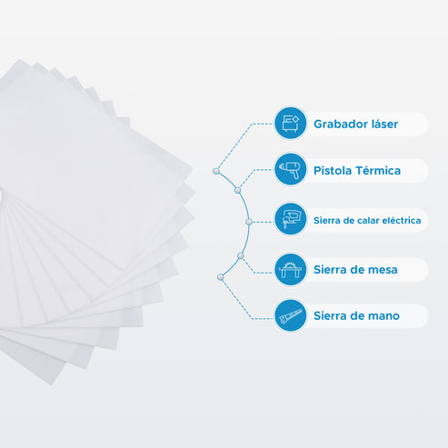 10 Placas Metacrilato Blanco Semitransparente para Grabado y Corte por Laser, CNC Router,Bricolaje, Manualidad