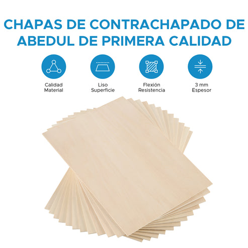 Tablero Madera Contrachapada para Corte por Laser, CNC Router,Bricolaje, Manualidad-Abedul de Primera Calidad