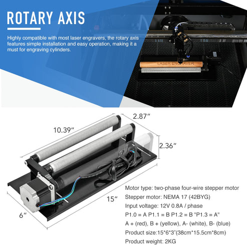 Rotary Axis Attachment for Laser Engraver Cutting Machine