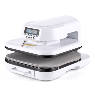 Prensa térmica automática OMTech DTF de 38 × 38 cm con apertura automática, guía láser y bandeja extraíble