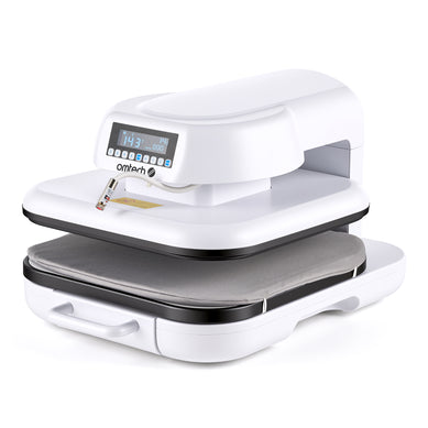 Prensa térmica automática OMTech DTF de 38 × 38 cm con apertura automática, guía láser y bandeja extraíble