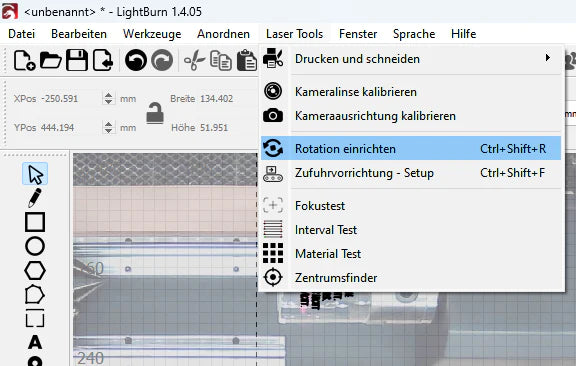 Configurar el eje giratorio en LightBurn